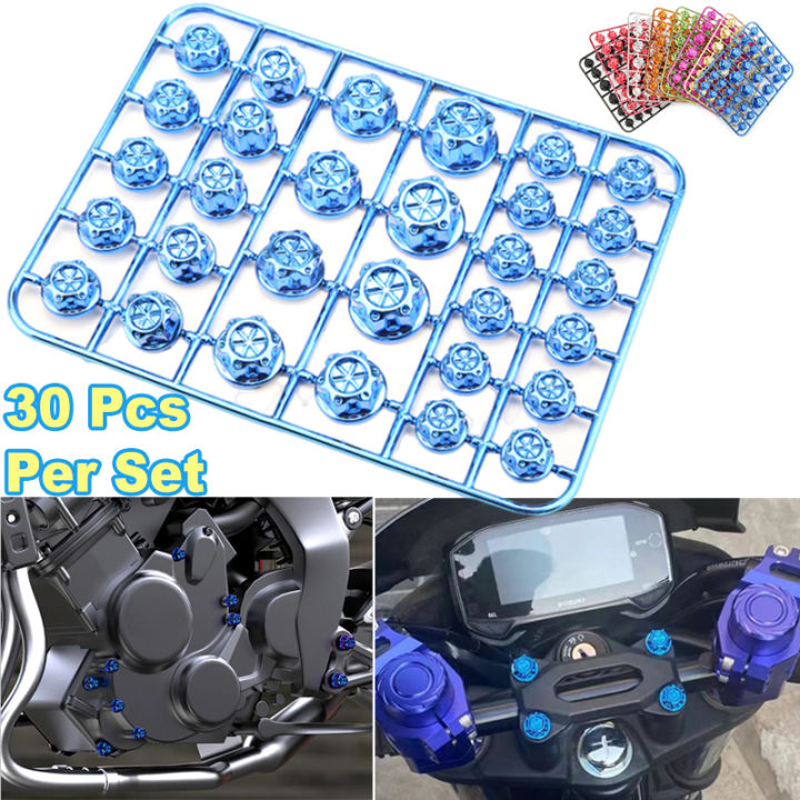 30Pcs Motorcycle Screw Cap Cover Modified Decorative Handlebar Engine Screw Nut Bolt Caps for Yamaha Honda Accessories