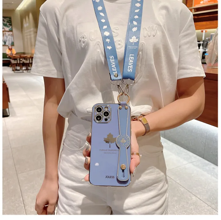 For%20iPhone%208%20Plus%20/%20iPhone%207%20Plus%20Back%20Cover%20with%20Lanyard%20+%20Wristband%20Fashion%20Shiny%20Maple%20Leaf%20Plating%20Bumper%20Stand%20Holder%20Case%20Camera%20Protection%20Soft%20Silicone%20Mobile%20Phone%20Cases%20-%20Image%208
