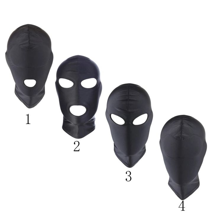 【HUT】 Unisex Breathable Black Full Face Cover Spandex Zentai Costume Mask Hoods Black Cool Man Woman Face Mask