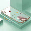 Hontinga for Samsung Galaxy A20S Back Cover Luxury 6D Plating Sunshine Girl Side Pattern Case Soft Silicone Square Phone Cases. 