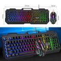 Mechanical Feel Wire Gaming Keyboard Mouse Set USB RGB Colorful Luminous Keyboard Mice for PC Gamer Computer With Phone Holder. 