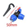 32/40/50mm Water Plastic Valve 1" 1.2" 1.5" 3-Way Quick Connector T-Type PVC PE Fast Connection 1pcs. 