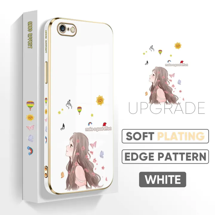TA%20for%20iPhone%206%20Plus%206S%20Plus%20Back%20Cover%20+%20Free%20Lanyard%20Charming%20Girl%20Luxury%206D%20Plating%20Case%20Side%20Pattern%20Soft%20Silicone%20Square%20Phone%20Cases%20for%20Girls%20-%20Image%202