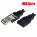 Type A Male Female USB 4 Pin Plug Socket Connector With Black Plastic Cover Type-A DIY Kits. 