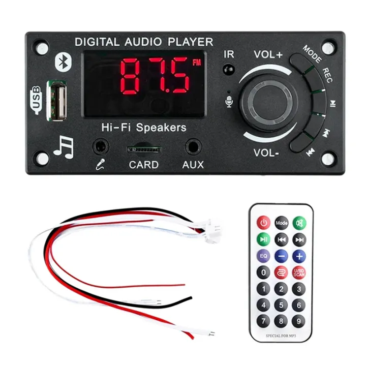 Amplificatore Bluetooth 5.0 100W 2x50W - Decoder MP3 Per Auto Con USB, TF, FM, AUX E Registrazione