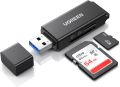 UGREEN SD Card Reader - Portable USB 3.0 Dual Slot Flash Memory Card Adapter Hub for SDXC, SDHC, MMC, RS-MMC, TF, Micro SDXC, Micro SDHC UHS-I for Mac, Windows, Linux, Chrome PC, Laptop. 