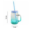 Colored Glass Mason Jar With Straw Handle & Lid Mojito, Mocktail, Cocktail, Milk Shakes Juices Jar 400 ml. 