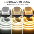 Natural/Warm Tube Light Flexible LED Waterproof Strip Neon COB Light Adjustable 220VLED Dimmer Switch Plug Kit 288 High Gloss White. 