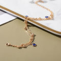 Bohemian Multi Layered Beads Ankle Bracelet -Women Leg Chain Blue Evil Eye Pendant Anklet -Summer Beach Foot Sandals Jewelry. 