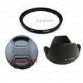 52 mm 52mm Glass UV Filter + Lens Hood + Lens Cap Kit for Canon Nikon Pentax Olympus Sony Camera Lenses. 