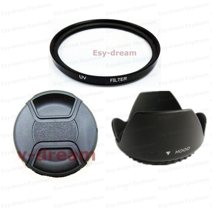 52 mm 52mm Glass UV Filter + Lens Hood + Lens Cap Kit for Canon Nikon Pentax Olympus Sony Camera Lenses