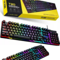 T-WOLF T-20 RGB Gaming Keyboard Wired Mechanical Feel Rainbow Backlight USB Keybord. 