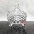 Designer Cut Footed Sugar Bowl Sweet Candy Bowl Jar with Lid Fish Scales Series. 