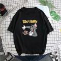 Cat And MouseTT-shirt Men's Tom Jerry Cartoon Cartoon Short Sleeve Cotton Youth Student Couple Summer Wear. 