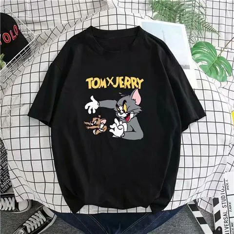 Cat%20And%20MouseTT-shirt%20Men's%20Tom%20Jerry%20Cartoon%20Cartoon%20Short%20Sleeve%20Cotton%20Youth%20Student%20Couple%20Summer%20Wear%20-%20Image%207