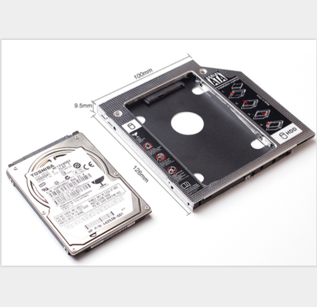 Hard%20Disk%20Drive%20Caddy%209.5mm%20Universal%20For%20CD/DVD-ROM%20Optical%20Bay%202nd%20SATA%20HDD%20SSD%20-%20Image%206