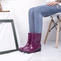 Rain Boots Low Rubber Shoes Waterproof and Rainproof Rain Shoes Boots Women's Rain Boots Mid-Calf Cotton Velvet Water Short Warm Kitchen _﹁. 