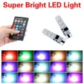 RGB T10 Colorful 12V Parking LED Multi-mode Color Changing COB Burst Flashing Wedge Auto Light Car Interior Decorative Lights with Remort Control. 