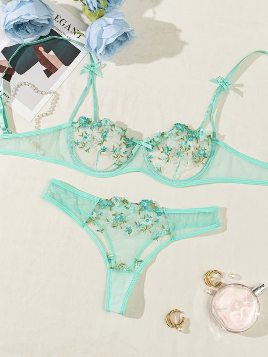 Floral%20Embroidery%20Lingerie%20Set,%20Mesh%20Unlined%20Bra%20&%20Mesh%20Panty,%20Women's%20Lingerie%20&%20Underwear%20-%20Image%205