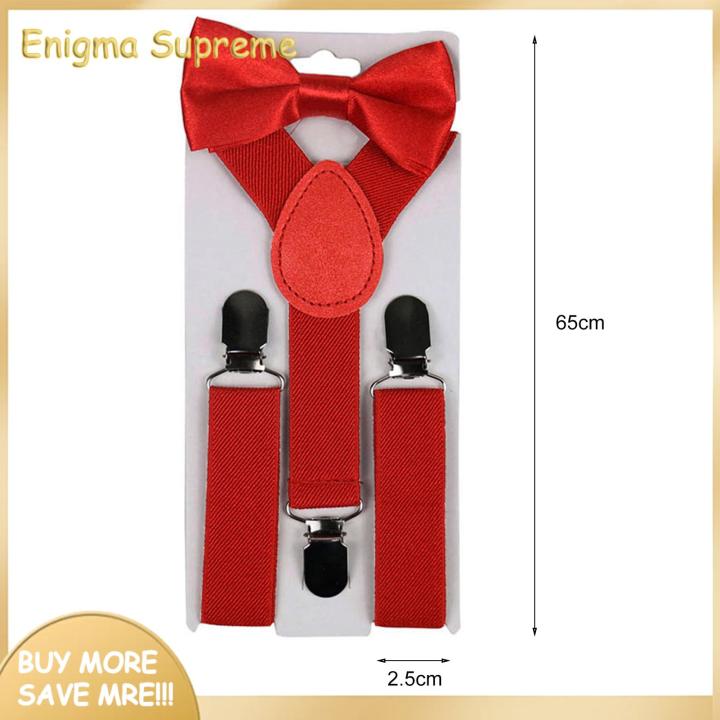Slim Adjustable Clip-on Braces Suspender And Dickie Bow Tie Set In Bright Colour - Foto 10