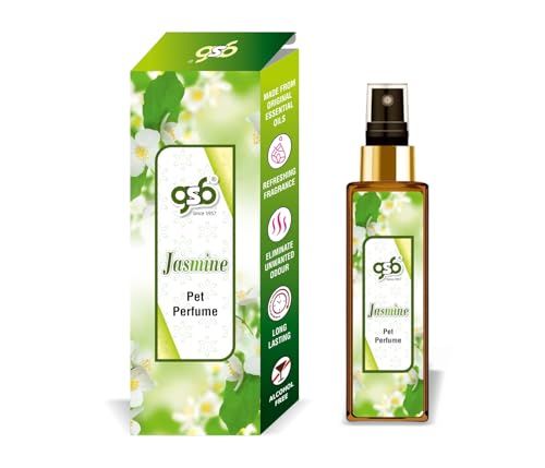 GSB Jasmine Pet Perfume | Alcohol Free | Smell Remover | Keeps Coat Smelling Fresh | Long Lasting | Dog & Cat Cologne | Daily Use Natural Perfume | For All Breeds (100ml)(FROM INDIA) NUSS