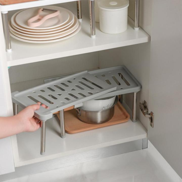 Designer Cabinet Shelf Multifunctional Expandable PP Stackable Counter Storage Shelf Kitchen Accessories