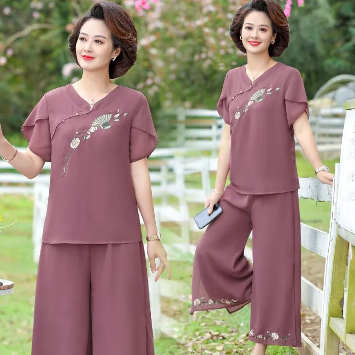 Western%20Style%20Mother%20Summer%20Wear%20Fashion%20Thin%20Chiffon%20Two-Piece%20Set%2040%20Years%20Old%2050%20Middle-Aged%20and%20Elderly%20Women's%20Noble%20Wide-Leg%20Pants%20Suit%20-%20Image%207