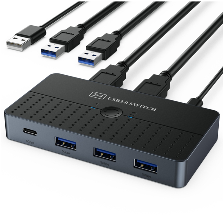 Selector In Computer USB3.0 Computers Sharing Switch Box 2 in 4 Out KVM 2x4 USB 3.0 Switcher ...