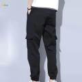 Mens Cargo Pant Multiple Pockets High Waist Trousers Straight Wide Leg Baggy 3XL Black. 