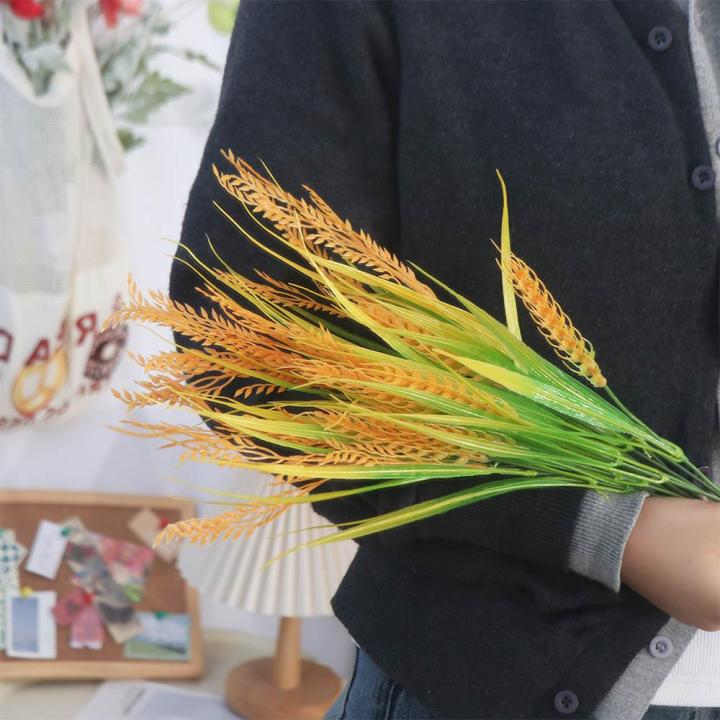 Faux Rice 7 Forks Artificial Wheat Ears Rice Bouquet Plastic Non Water ...