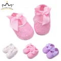 Lace Flower Bows Baby Shoes Cute Floral Cotton Anti Slip Newborn First Walkers Soft Sole Princess Baby Girl Shoes. 