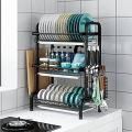 Metal 3-Tier Dish Rack – Utensil Holder, Cutting Board Stand & Drain Tray for Kitchen. 