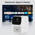 WANBO T4 Projectors (Auto Focus + Auto Keystone) Native 1080P Full HD 4K HDR, Official Android 9.0 | 450 ANSI Lumens | Dust Proof Engine | Dual Wifi-6G| Bluetooth | 1GB RAM 16GB eMMC. 