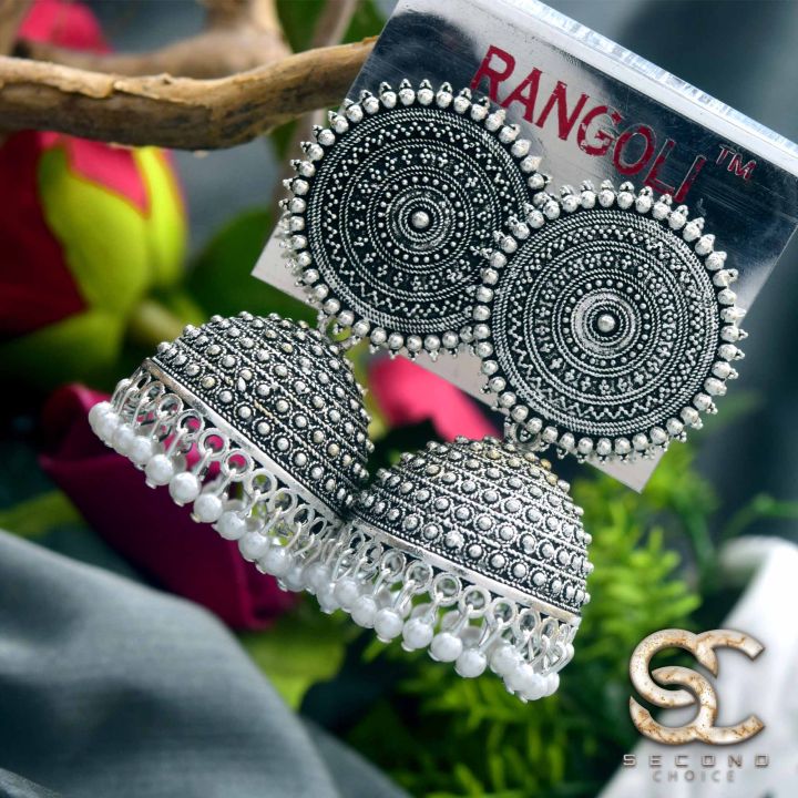 Black%20Silver%20Jimikki%20Earrings%20With%20White%20stons%20and%20White%20Pearl%20For%20Women%20-%20Image%202