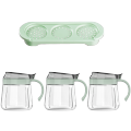 Lovwish Glass Jar Tray & Seasoning Pot Set 4Pcs Kitchen Coarse Cereals Storage Jar Canister Dispenser With Spice Jar Set Korean Style Cat's Paw Glass Sealed Can Large Capacity. 