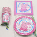 Peppa pig theme paper plate 10 paper cup 10 and Paper Serviette 10 Set. 