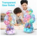 Transparent Gear Robot Boys and Girls Art Creativity Light Up Transparent Toy Robot for Kids Colorful Moving Gear Toy Robot with Music and LED Effect with Universal Wheels Fun Educational Toy Gift for. 