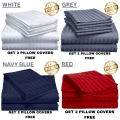 Egyptian Striped Cotton Bed Sheet - Available in Single, Double, King, Queen, Super King, and California King Sizes, Including 2 Pillow Covers  for Luxurious Hotel - White, Grey, Red, Blue, Yellow, Pink Bedsheet. 