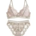 Women Lace Underwear Set Push up Bra Brassiere See Through Elastic Briefs. 