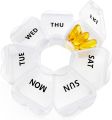 Weekly Pill Organizer - 7 Day Pills Container, Round Medicine Organizer Box, Daily Week Pill Reminder Case Travel Friendly, BPA-Free Vitamin, Supplement, Fish Oil, Medication Planner by ZinZen. 