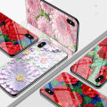 【IN Stock】Phone Case For Samsung Galaxy A8 2018 A8 Plus 2018 A9 2018 A530 A730 Phone Casing Creative Tempered Glass Casing Luxury INS Flowers Design Shockproof Glossy Case Tempered Glass Back Cover Casing. 