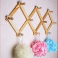 Wall-mounted wood rack Adjustable Wood Wall Hanger 10 Hooks Storage Rack Key Towel Holder. 
