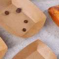10Pcs Disposable Kraft Paper Boats Plates Tray Sushi Boat Box Coated Oil-Proof Paper Box Fried Food Packaging Box Party Supplies. 