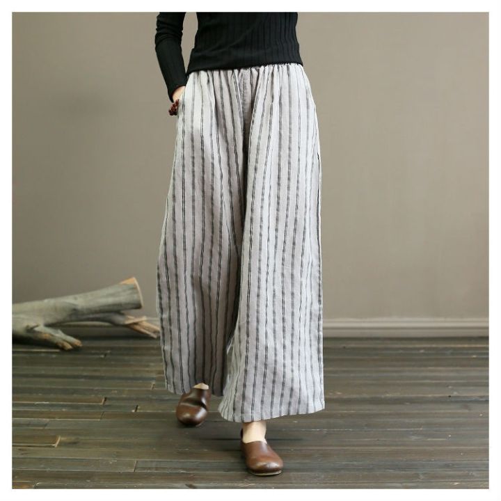 Yfashion%20Women%20Cotton%20Trendy%20Striped%20Wide%20Leg%20Pants%20Cotton%20Linen%20Loose%20Large%20Size%20Casual%20Trousers%20Straight%20Breathable%20Pants%20-%20Image%205