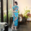 Yfashion Women Cotton Long Cheongsam Dress Multi-color Retro Classic Chinese Style Printing Cheongsam Large Size Slim Fit Dress. 