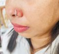 BOOM Gold and silver color cute nose ring nose pin with white stone. 