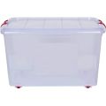Multipurpose Plastic Storage Container Box with Wheels 30 LTR Clear Transparent. 