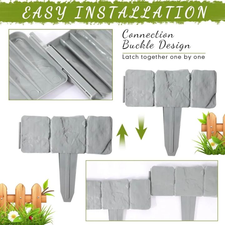 Garden%20PP%20Fence%20Edging,10Pcs%20Home%20Garden%20Border%20Edging%20Plastic%20Fence%20Stone%20DIY%20Landscape%20Fence%20Fit%20for%20Lawn%20Flow%20-%20Image%206