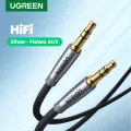 UGREEN HiFi AUX Cable 3.5mm Audio Speaker Cable 3.5 jack For Guitar Silver-plated Braided Wire Auxiliary Car Headphone Cable. 