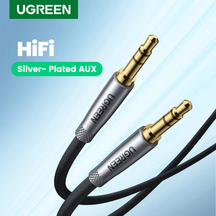 UGREEN HiFi AUX Cable 3.5mm Audio Speaker Cable 3.5 jack For Guitar Silver-plated Braided Wire Auxiliary Car Headphone Cable